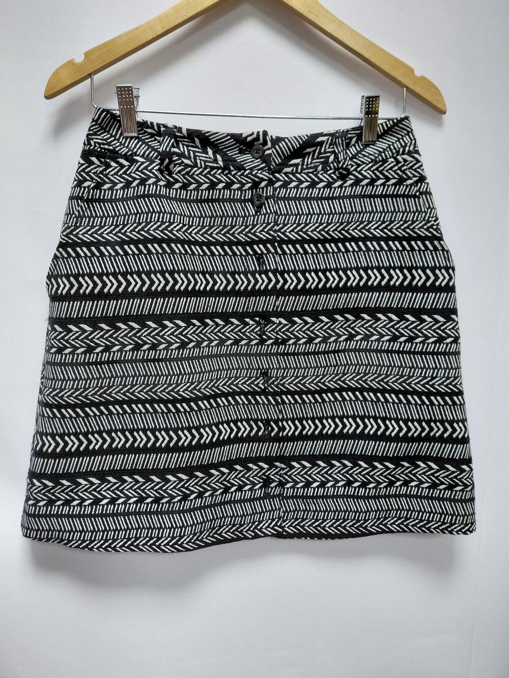Maeve Black White Patterned Skirt Lined Size 4